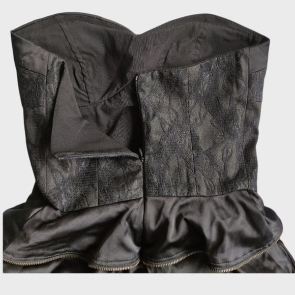 PILGRIM STRALIA Black Strapless Tier Skirt Dress Layered Ruffle - Picture 7 of 9